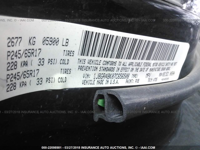 1J8GR48K07C656508 - 2007 JEEP GRAND CHEROKEE LAREDO/COLUMBIA/FREEDOM 黑色 照片 9