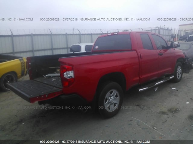 5TFRM5F17FX089607 - 2015 TOYOTA TUNDRA DOUBLE CAB SR/SR5 RED photo 4