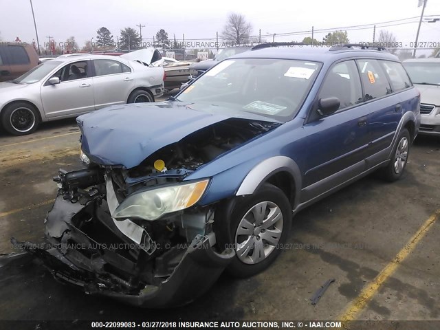 4S4BP60C487362574 - 2008 SUBARU OUTBACK BLUE photo 2