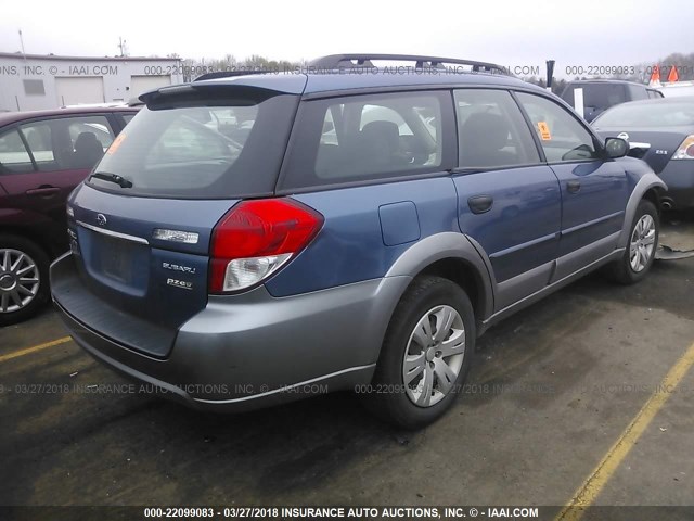 4S4BP60C487362574 - 2008 SUBARU OUTBACK BLUE photo 4