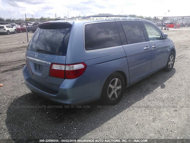 5FNRL38887B024696 - 2007 HONDA ODYSSEY TOURING BLUE photo 4