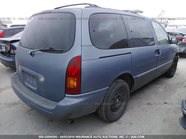 4N2XN11T4XD806888 - 1999 NISSAN QUEST SE/GLE/GXE BLUE photo 4