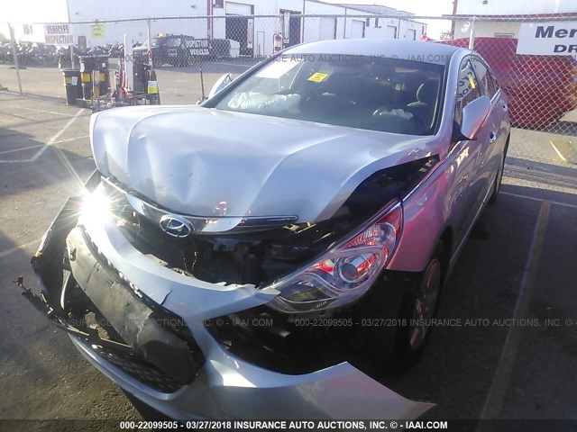 KMHEC4A40BA001163 - 2011 HYUNDAI SONATA HYBRID Light Blue photo 2