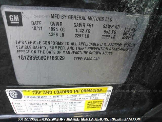 1G1ZB5E06CF186029 - 2012 CHEVROLET MALIBU LS 黑色 照片 9