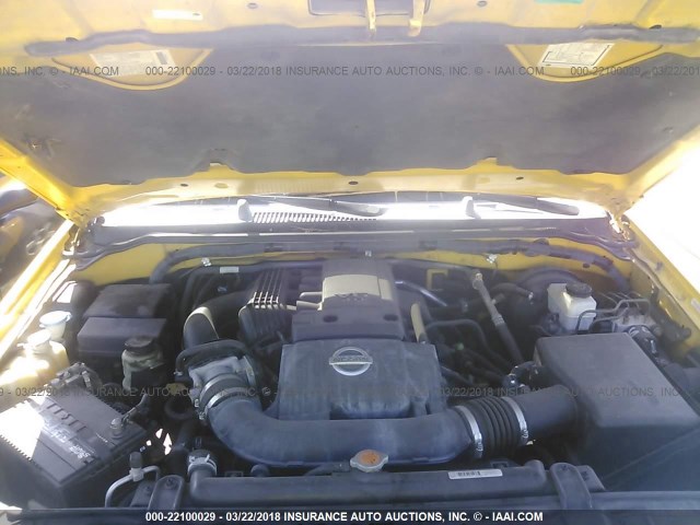 5N1AN08U35C605967 - 2005 NISSAN XTERRA OFF ROAD/S/SE YELLOW photo 10