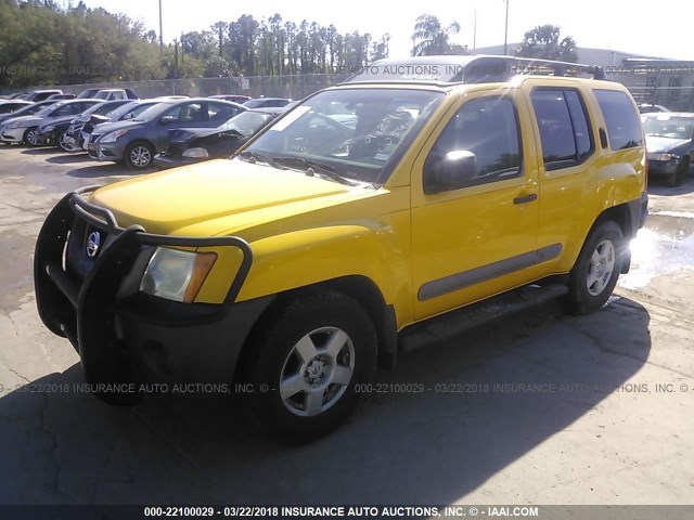 5N1AN08U35C605967 - 2005 NISSAN XTERRA OFF ROAD/S/SE YELLOW photo 2