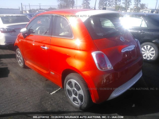 3C3CFFGE7HT565560 - 2017 FIAT 500 ELECTRIC ORANGE photo 3