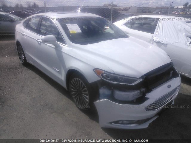 3FA6P0RU8JR101600 - 2018 FORD FUSION TITANIUM/PLATINUM HEV WHITE photo 1