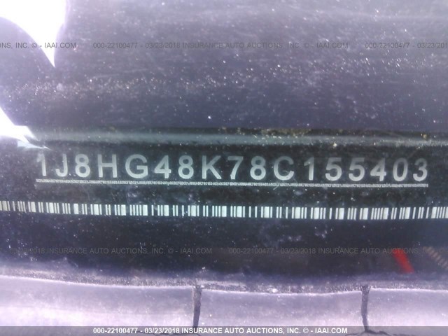 1J8HG48K78C155403 - 2008 JEEP COMMANDER SPORT შავი ფოტო 9