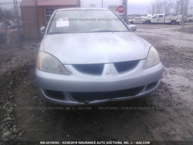 JA3AJ26E85U012721 - 2005 MITSUBISHI LANCER ES SILVER photo 6