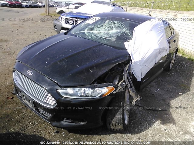 3FA6P0LU2ER122487 - 2014 FORD FUSION SE HYBRID BLACK photo 2