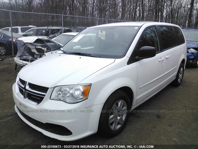 2C4RDGBG1CR243714 - 2012 DODGE GRAND CARAVAN SE WHITE photo 2