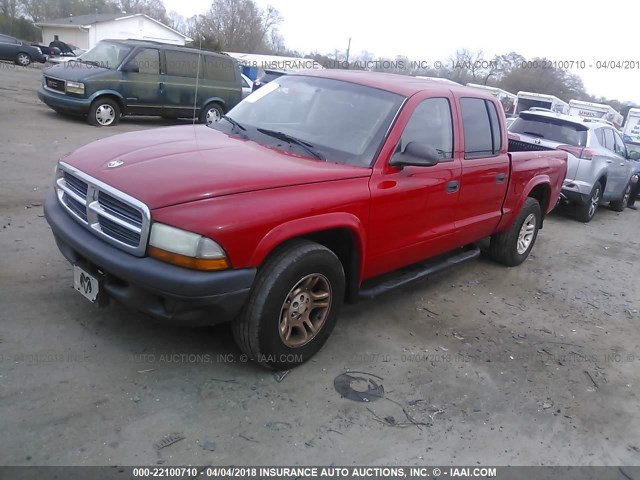 1D7HL38N94S773769 - 2004 DODGE DAKOTA QUAD SPORT RED photo 2