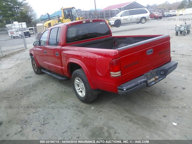 1D7HL38N94S773769 - 2004 DODGE DAKOTA QUAD SPORT RED photo 3