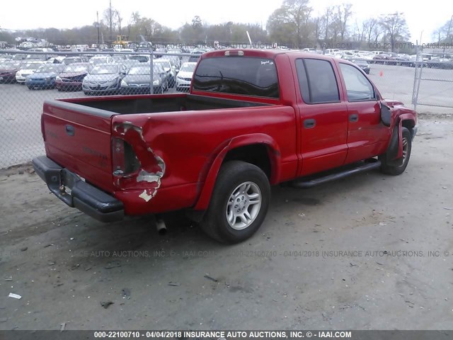 1D7HL38N94S773769 - 2004 DODGE DAKOTA QUAD SPORT RED photo 4