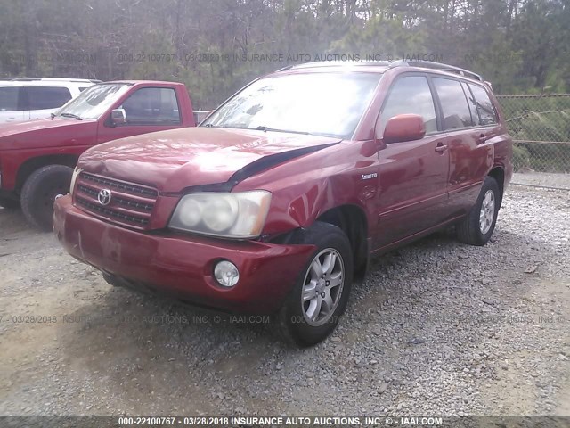 JTEGF21A630087595 - 2003 TOYOTA HIGHLANDER LIMITED RED photo 2