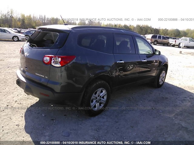 1GNKREED0CJ403585 - 2012 CHEVROLET TRAVERSE LS GRAY photo 4