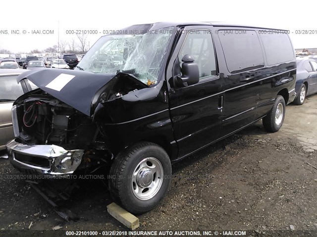 1FMNE1BL0BDB09943 - 2011 FORD ECONOLINE E150 WAGON BLACK photo 2