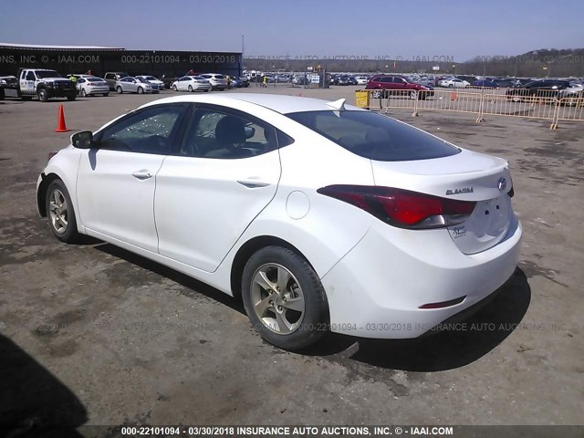 5NPDH4AE3EH491248 - 2014 HYUNDAI ELANTRA SE/SPORT/LIMITED WHITE photo 3