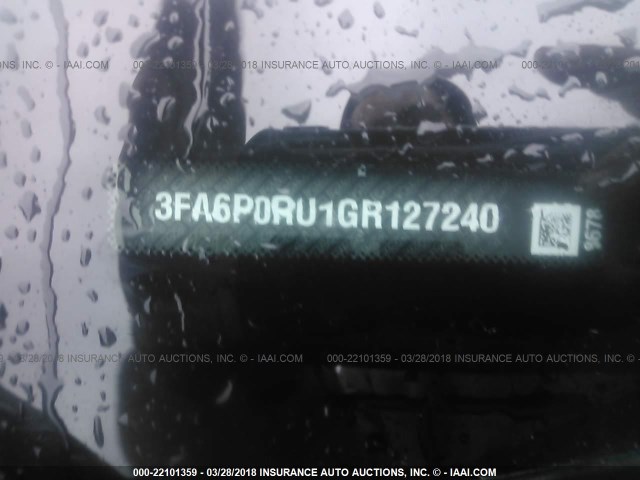 3FA6P0RU1GR127240 - 2016 FORD FUSION TITANIUM HEV BLACK photo 9
