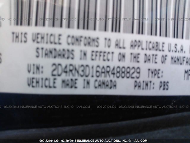 2D4RN3D16AR488829 - 2010 DODGE GRAND CARAVAN HERO BLUE photo 9