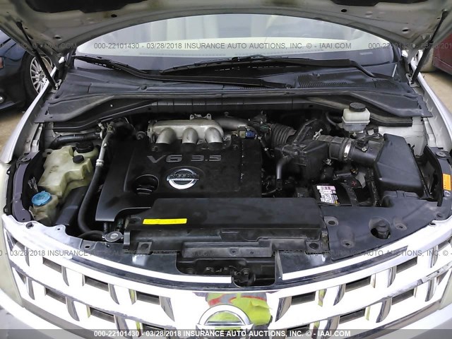 JN8AZ08W33W208365 - 2003 NISSAN MURANO SL/SE SILVER photo 10