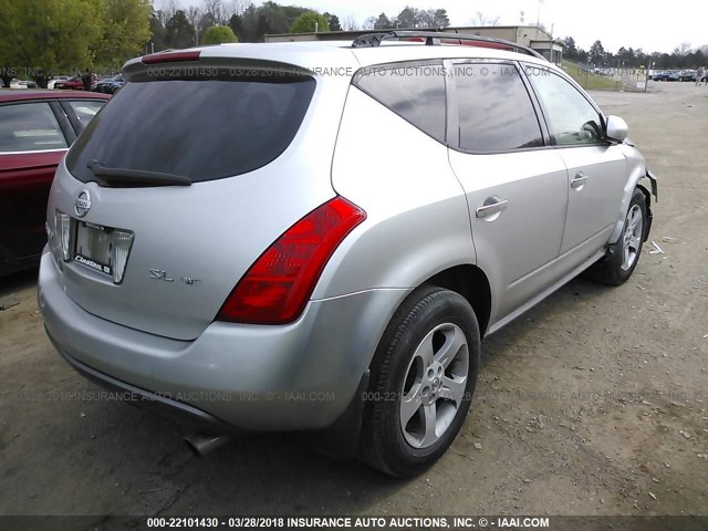 JN8AZ08W33W208365 - 2003 NISSAN MURANO SL/SE SILVER photo 4