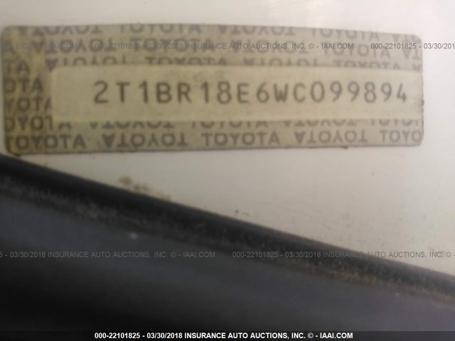 2T1BR18E6WC099894 - 1998 TOYOTA COROLLA VE/CE/LE 白色 照片 9