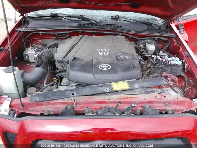 5TEJU62N68Z587188 - 2008 TOYOTA TACOMA DOUBLE CAB PRERUNNER RED photo 10