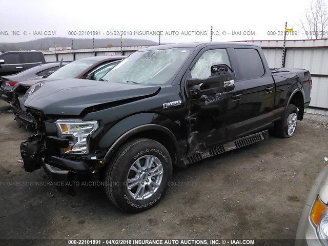 1FTFW1EF0FKD27149 - 2015 FORD F150 SUPERCREW BLACK photo 2