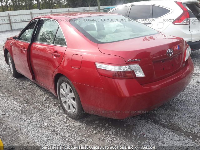 4T1BB46K57U009827 - 2007 TOYOTA CAMRY NEW GENERAT HYBRID RED photo 3