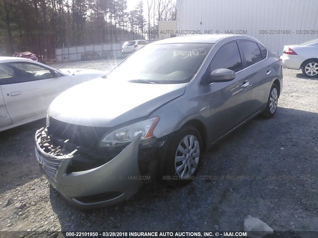 3N1AB7AP9DL615905 - 2013 NISSAN SENTRA S/SV/SR/SL GRAY photo 2