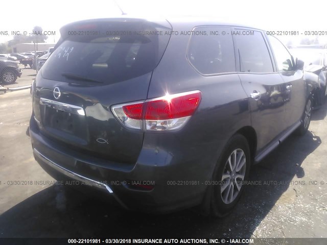 5N1AR2MN4EC704764 - 2014 NISSAN PATHFINDER S/SV/SL/PLATINUM GRAY photo 4