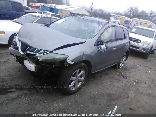 JN8AZ18U19W010638 - 2009 NISSAN MURANO S/SL SILVER photo 2