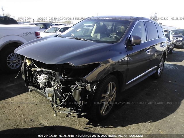 5N1AL0MN7DC321390 - 2013 INFINITI JX35 GRAY photo 2