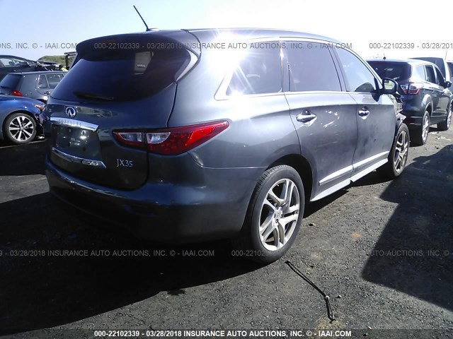 5N1AL0MN7DC321390 - 2013 INFINITI JX35 GRAY photo 4