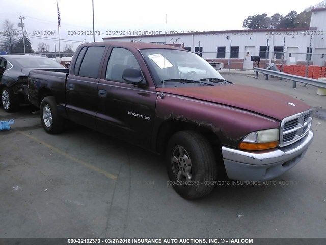 1B7HL48X02S558389 - 2002 DODGE DAKOTA QUAD SLT MAROON photo 1