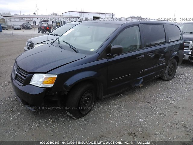 1D8HN44HX8B100264 - 2008 DODGE GRAND CARAVAN SE BLUE photo 2