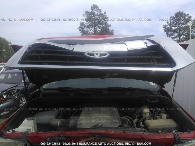 5TFDV54187X031145 - 2007 TOYOTA TUNDRA CREWMAX SR5 RED photo 10