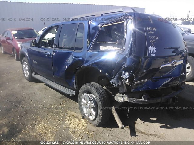 1FMEU73E07UA92834 - 2007 FORD EXPLORER XLT BLUE photo 3