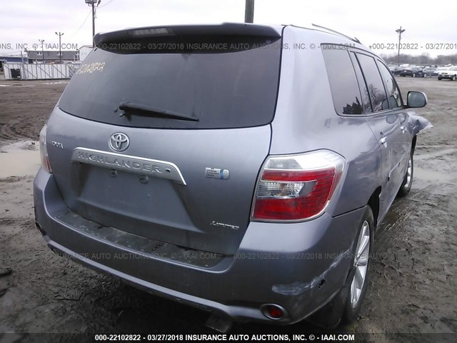 JTEEW44A282015609 - 2008 TOYOTA HIGHLANDER HYBRID LIMITED BLUE photo 4