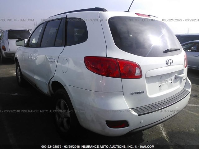 5NMSG13D78H224094 - 2008 HYUNDAI SANTA FE GLS WHITE photo 3