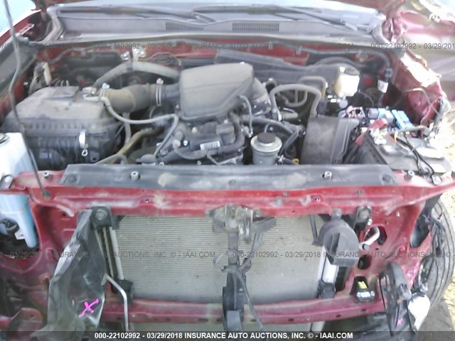 5TFSX5EN8GX042956 - 2016 TOYOTA TACOMA ACCESS CAB/SR/SR5 წითელი ფოტო 10