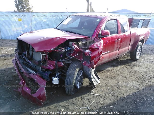 5TFSX5EN8GX042956 - 2016 TOYOTA TACOMA ACCESS CAB/SR/SR5 წითელი ფოტო 2