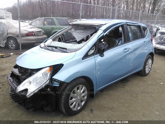 3N1CE2CP5FL440278 - 2015 NISSAN VERSA NOTE S/S PLUS/SV/SL/SR Light Blue photo 2