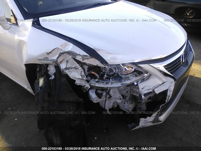 JTHKD5BHXF2221016 - 2015 LEXUS CT 200 WHITE photo 6