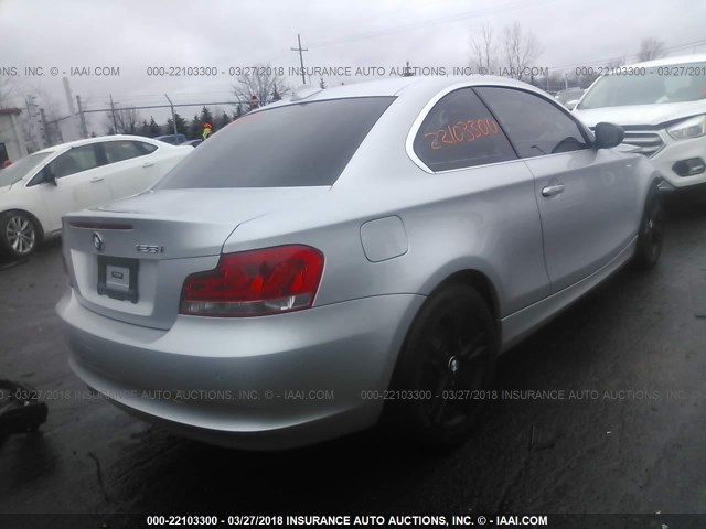 WBAUP7C51DVP25545 - 2013 BMW 128 I SILVER photo 4