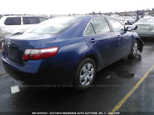 4T1BE46K57U018292 - 2007 TOYOTA CAMRY NEW GENERAT CE/LE/XLE/SE BLUE photo 4