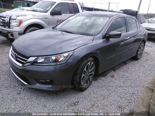 1HGCR2F56EA167161 - 2014 HONDA ACCORD SPORT GRAY photo 2