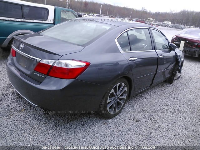 1HGCR2F56EA167161 - 2014 HONDA ACCORD SPORT GRAY photo 4